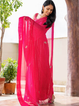 Pretty Pallu - Pink Aura Gota Patti Saree With Unstitched Blouse
