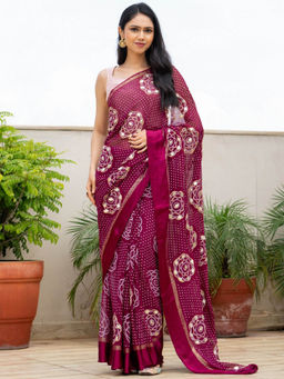 Pretty Pallu - Heritage Bhandej Gota Saree With Unstitched Blouse