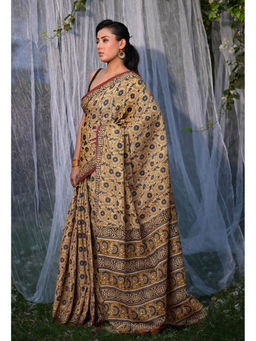 Unnati Silks - Pure Bagru Block Printed Soft Cotton Saree With Unstitched Blouse