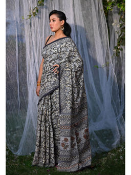 Unnati Silks - Pure Bagru Block Printed Soft Cotton Saree With Unstitched Blouse