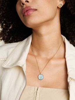 Fossil - Women Gold Stylish Light Blue Stone Necklace JF04848710