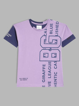 Blue Giraffe - Boys Purple & Blue Printed T-Shirt