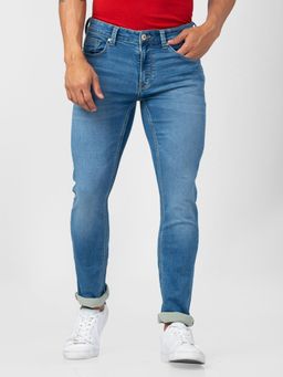 Spykar - Men Light Blue Cotton Regular Fit Narrow Length Jeans (Rover)