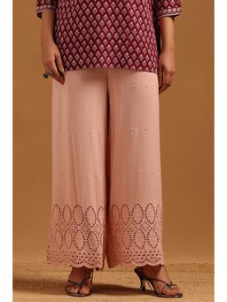 Soch - Womens Pink Viscose Embroidered Palazzo