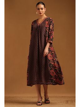 Soch - Women's Black Crepe Floral Dress