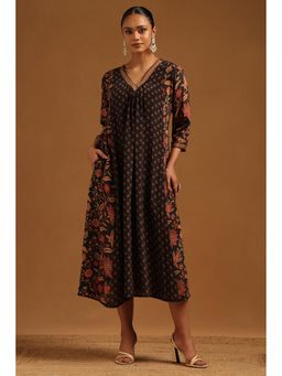 Soch - Women's Black Crepe Floral Dress