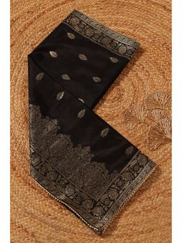 Soch - Womens Black Russian Silk Jacquard Zari Woven Dupatta