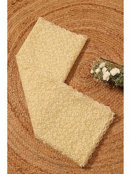 Soch - Womens Light Yellow Organza Botanical Machine Embroidered Dupatta