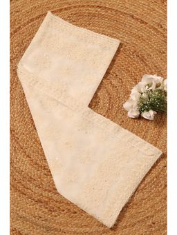 Soch - Womens Off-White Chiffon Botanical Chikankari Embroidered Dupatta