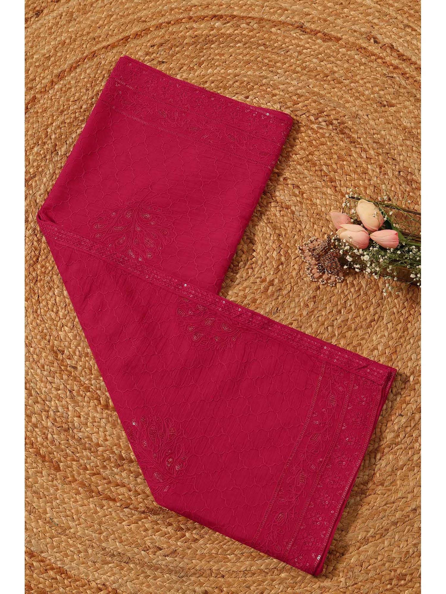Womens Fuchsia Mul Cotton Embroidered Dupatta-image-25