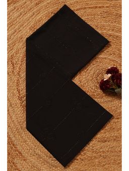 Soch - Womens Black Mul Cotton Floral Machine Embroidered Dupatta