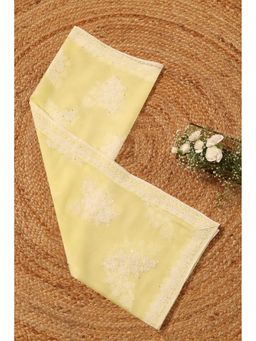 Soch - Womens Yellow Chiffon Floral Machine Embroidered Dupatta