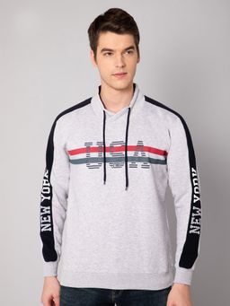 Cantabil - Men Grey Melange Sweatshirt
