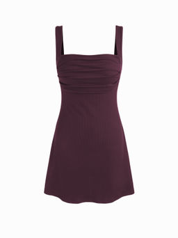 Cider - Ruched Square Neck Mini Dress