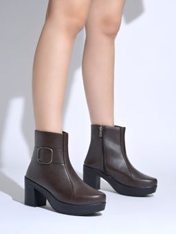 Shoetopia - Brown Platform Ankle Boots