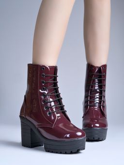 Shoetopia - Girls Block Heeled Western Boots _ Red
