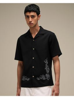 Mufti - Jet Black Embroidered Men Shirt
