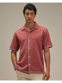 Mufti - Rich Rust Self Design Men Shirt