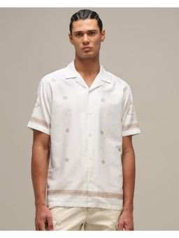 Mufti - Light Off White Printed Men Shirt