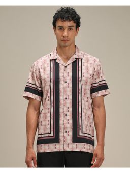 Mufti - Soft Peach Geometric Men Shirt