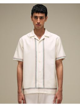 Mufti - Soft Light Cream Printed Men Shirt