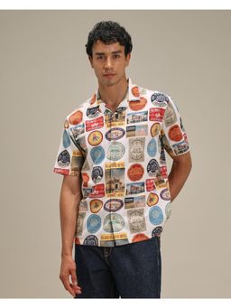 Mufti - Rich Eggshell White Printed Men Shirt