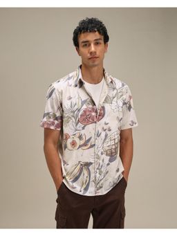 Mufti - Muted Beige Printed Men Shirt