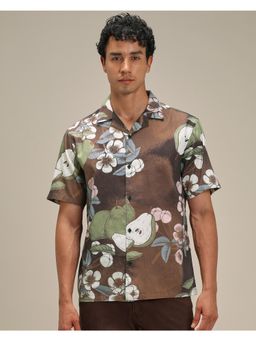 Mufti - Rich Chocolate Brown Floral Men Shirt