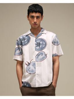 Mufti - Rich Eggshell White Printed Men Shirt