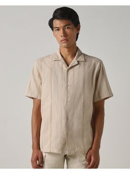 Mufti - Rich Off White Self Design Men Shirt