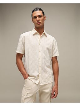 Mufti - Rich Eggshell White Self Design Men Shirt