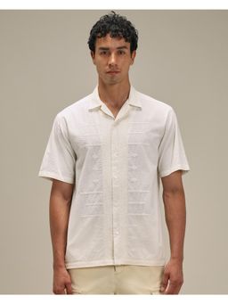 Mufti - Rich Eggshell White Textured Men Shirt