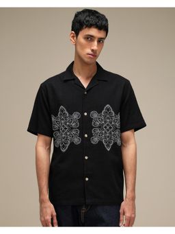 Mufti - Jet Black Embroidered Men Shirt