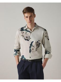 Mufti - Soft Off White Floral Men Shirt