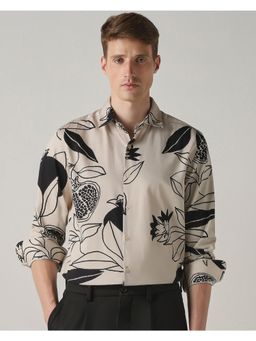 Mufti - Light Beige Floral Men Shirt