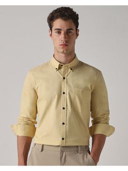 Mufti - Muted Mustard Yellow Solid/Plain Men Shirt