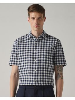 Mufti - Dark Navy Blue Checks Men Shirt