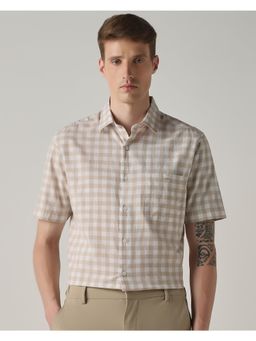 Mufti - Muted Beige Checks Men Shirt