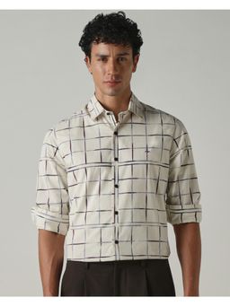 Mufti - Clean Eggshell White Checks Men Shirt