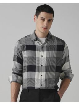 Mufti - Dark Charcoal Black Checks Men Shirt