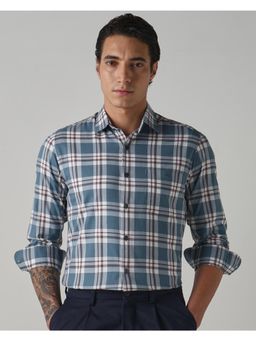 Mufti - Steel Blue Checks Men Shirt