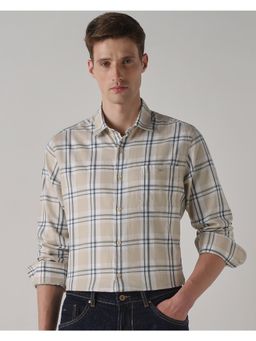 Mufti - Muted Beige Checks Men Shirt