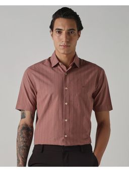 Mufti - Rich Terracotta Brown Stripes Men Shirt