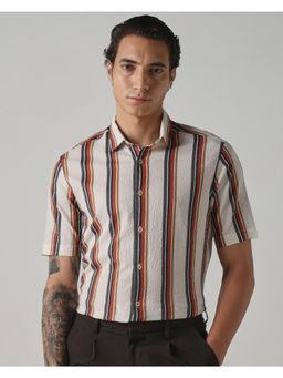 Mufti - Rich Off White Stripes Men Shirt