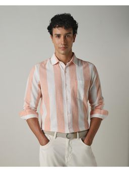 Mufti - Light Peach Stripes Men Shirt