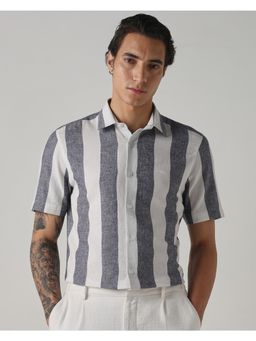 Mufti - Midnight Navy Blue Stripes Men Shirt