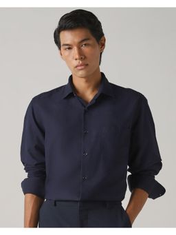 Mufti - Deep Midnight Navy Blue Solid/Plain Men Shirt