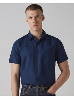 Mufti - Dark Midnight Navy Blue Solid/Plain Men Shirt