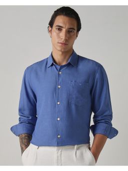 Mufti - Rich Steel Blue Solid/Plain Men Shirt