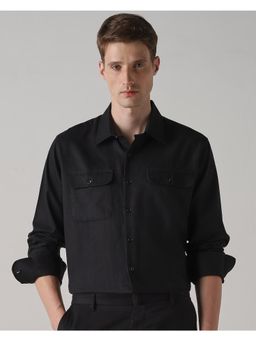 Mufti - Jet Black Solid/Plain Men Shirt